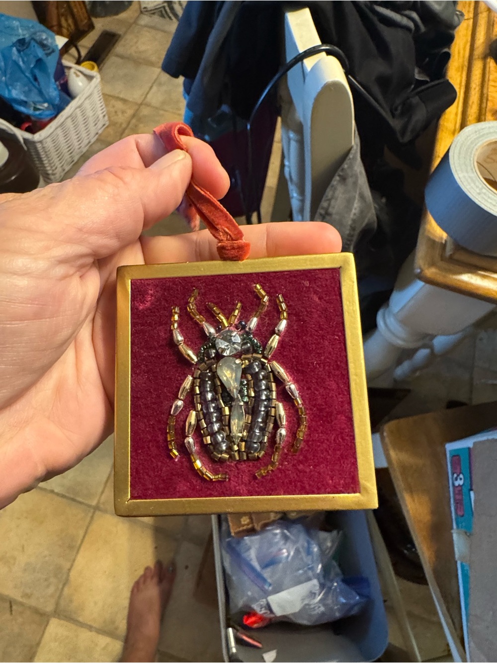 Creative Co-Op Beaded Jeweled Beetle Bug Christmas Ornament